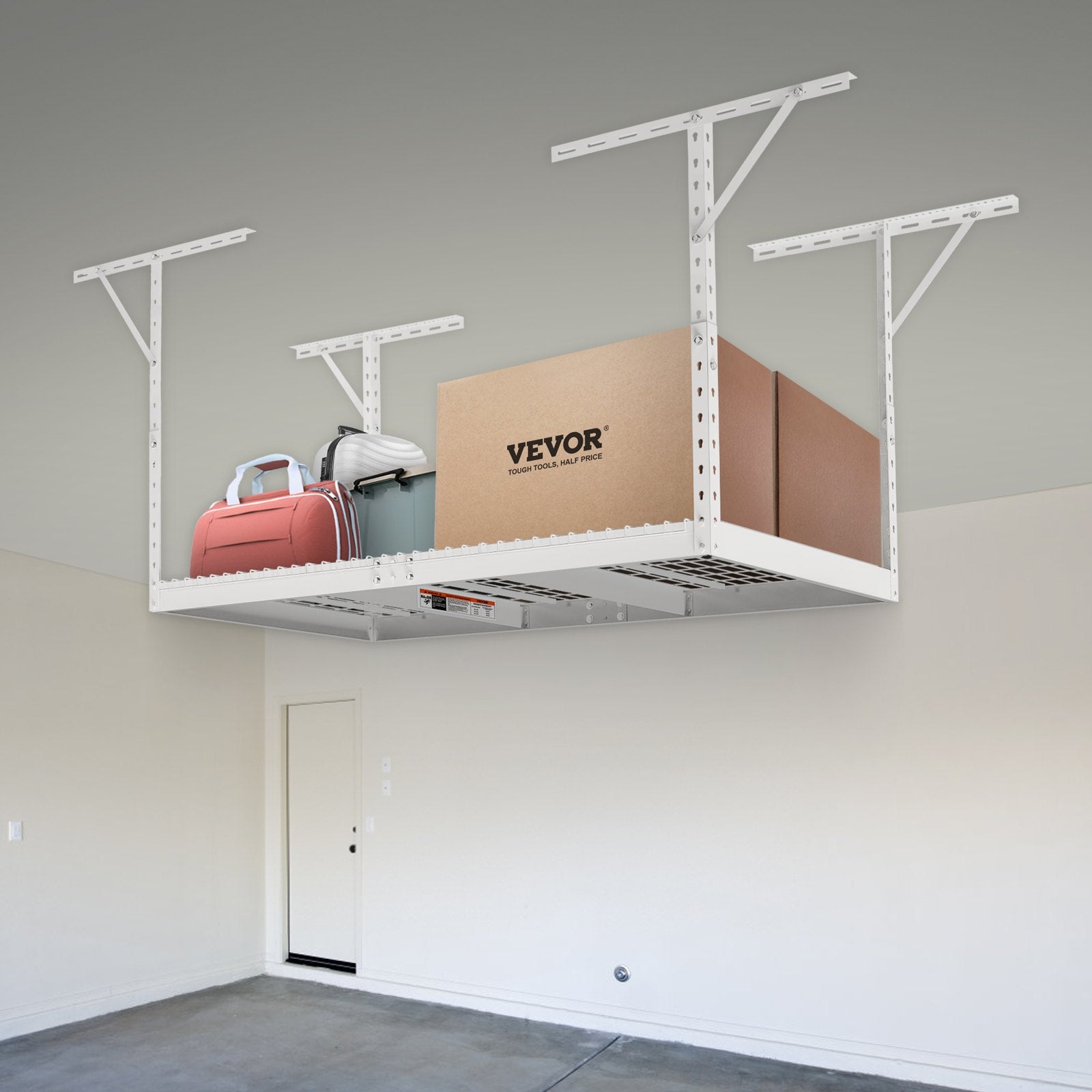 Cross Bar: VEVOR Overhead Adjustable Garage Storage Rack 36x72in Ceiling Rack 550lbs White