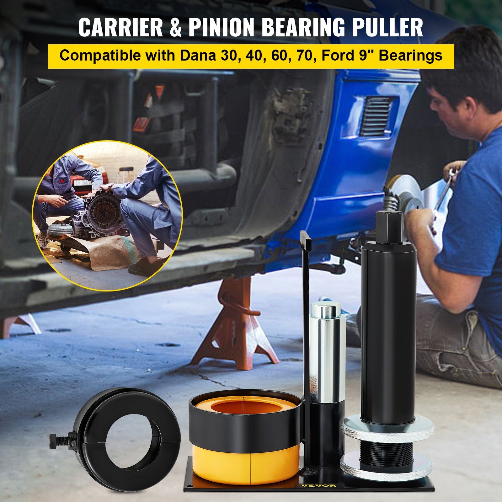 Cooler bags: VEVOR Carrier & Pinion Bearing Puller, Compatible with Dana 30, 40, 60, 70, Ford 9"" Bearings, Pinion Puller Tool with 2 Clamshells, 45# Steel Clamshell Carrier Bearing Puller for Auto Repair