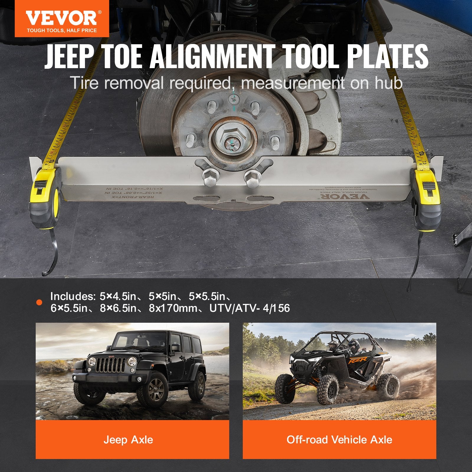 Automotive Repair & Speciality Tools: VEVOR Wheel Alignment Tool, 2-Pack Toe Alignment Toe Plates, Stainless Steel Wheel Alignment Tool Plate, Toe Angle Accurate Measurement, Includes 2 Measuring Tapes & Conversion Chart