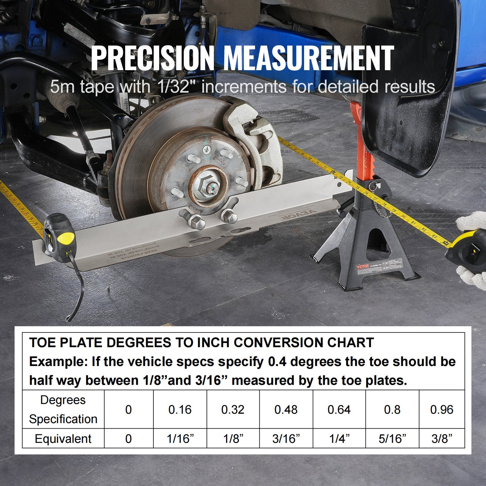 Automotive Repair & Speciality Tools: VEVOR Wheel Alignment Tool, 2-Pack Toe Alignment Toe Plates, Stainless Steel Wheel Alignment Tool Plate, Toe Angle Accurate Measurement, Includes 2 Measuring Tapes & Conversion Chart