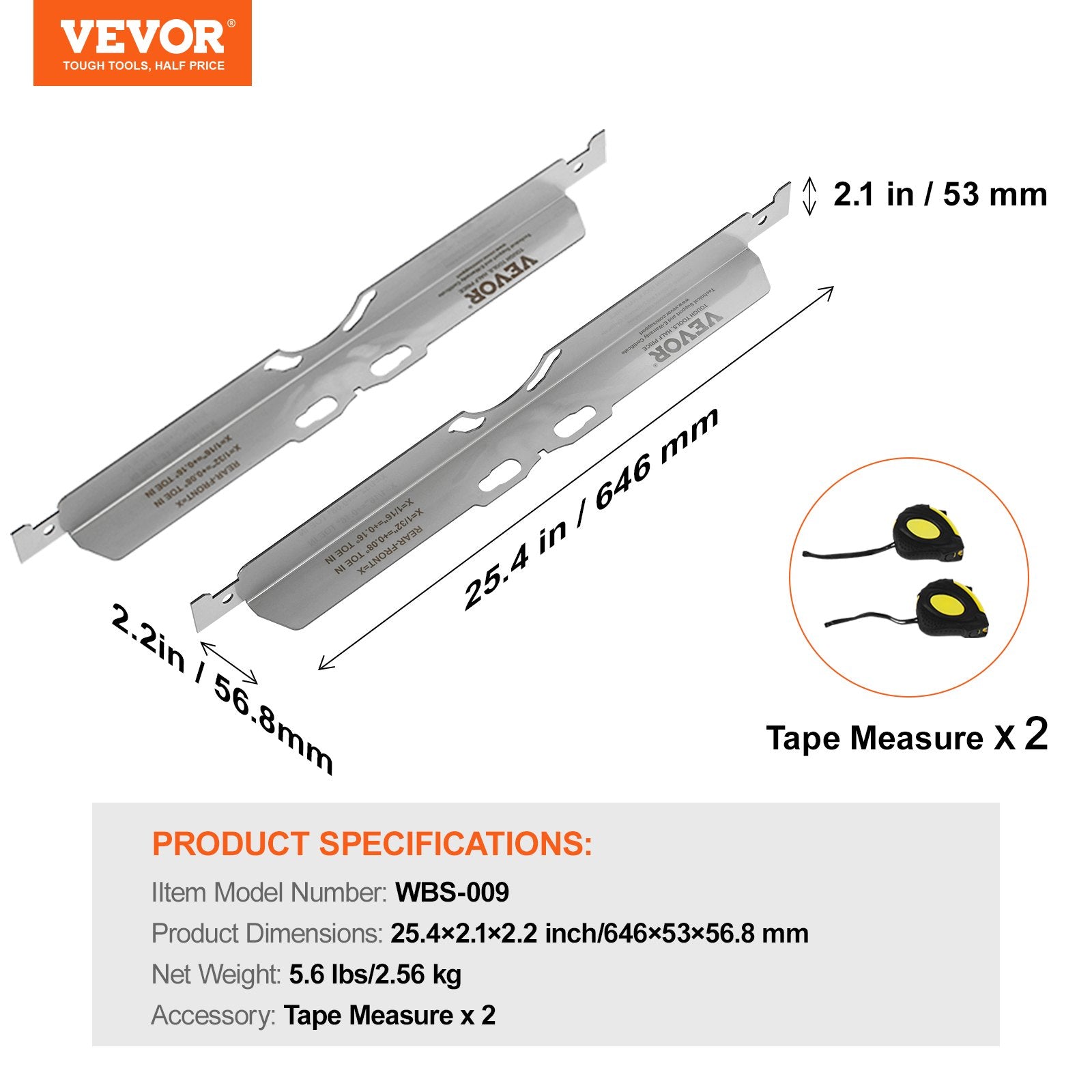 Automotive Repair & Speciality Tools: VEVOR Wheel Alignment Tool, 2-Pack Toe Alignment Toe Plates, Stainless Steel Wheel Alignment Tool Plate, Toe Angle Accurate Measurement, Includes 2 Measuring Tapes & Conversion Chart