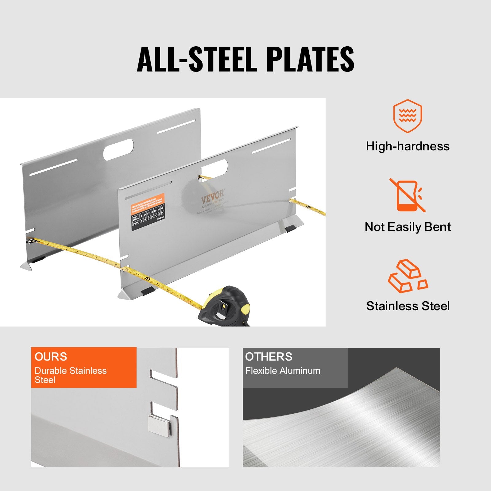 Basketball & Basketball Accessories: VEVOR Wheel Alignment Tool, 2-Pack Alignment Tool Toe Plates, Stainless Steel Toe Angle Measurement Tool Plate, 4 Alignment Rods and Magnetic Slots, Includes Measuring Tapes & Conversion Chart