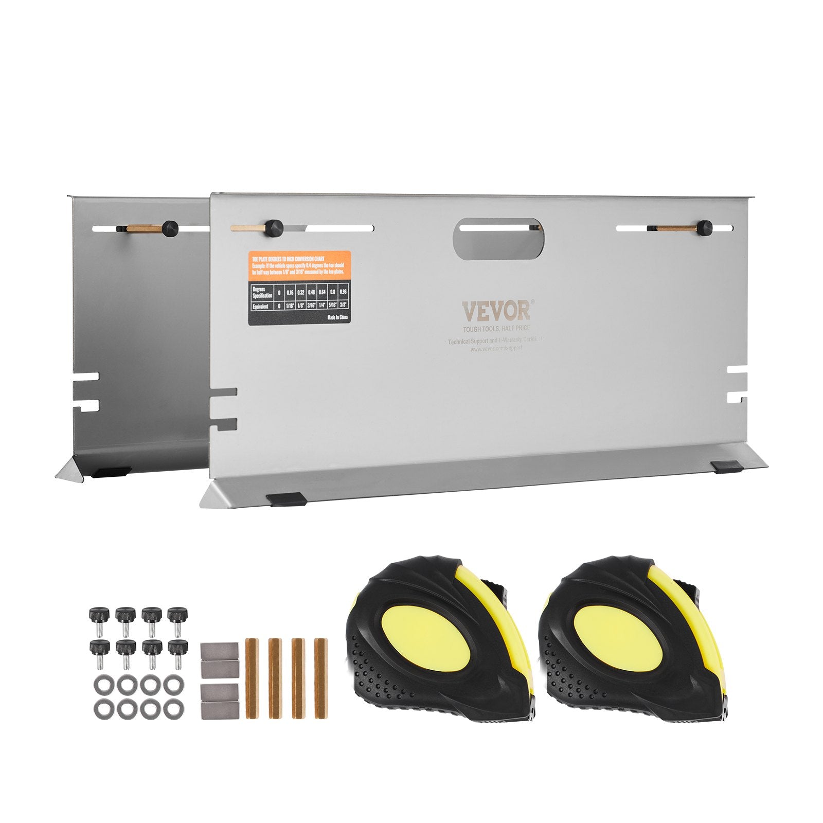 Basketball & Basketball Accessories: VEVOR Wheel Alignment Tool, 2-Pack Alignment Tool Toe Plates, Stainless Steel Toe Angle Measurement Tool Plate, 4 Alignment Rods and Magnetic Slots, Includes Measuring Tapes & Conversion Chart