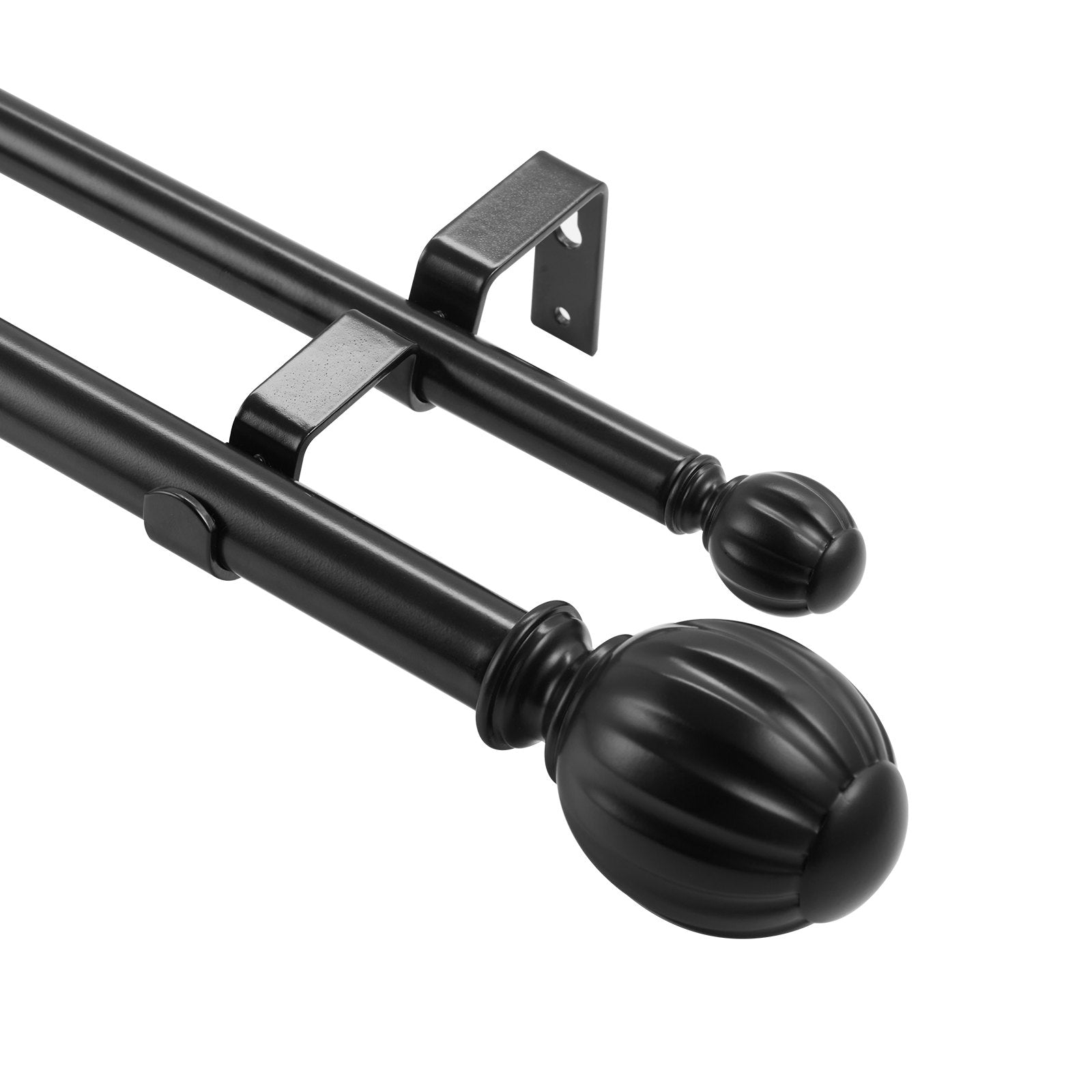 Curtains & Drapes: VEVOR Double Rod Curtain Rods, 36-72 inches(3-6ft) Adjustable Length, Black Double Curtain Rods with Round Finials, 1" and 3/4" Diameter, Double Window Drapery Rod for Sheer and Blackout Curtains