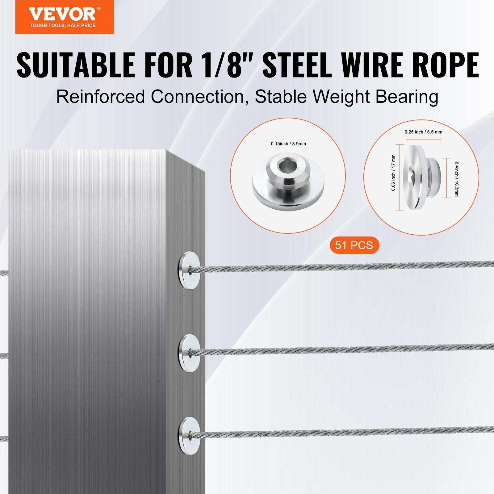 Automotive Repair & Speciality Tools: VEVOR 51Pack Cable Railing Kit 3.2mm Wheel Protector Sleeves, Bundle with Black Invisible 3.2mm Swage Tensioner and Terminal, Cable Railing Post Safeguard Covers for 0.41inch Horizontal Hole Post
