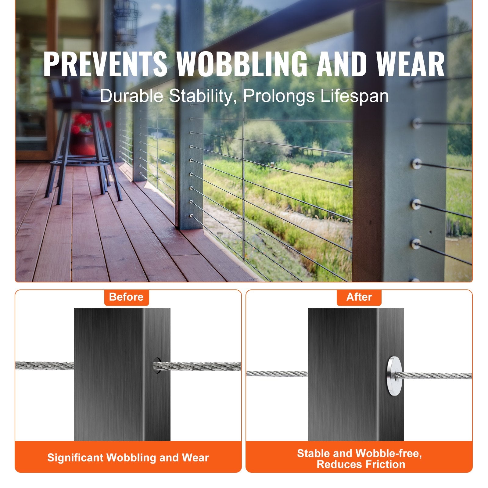 Automotive Repair & Speciality Tools: VEVOR 51Pack Cable Railing Kit 3.2mm Wheel Protector Sleeves, Bundle with Black Invisible 3.2mm Swage Tensioner and Terminal, Cable Railing Post Safeguard Covers for 0.41inch Horizontal Hole Post