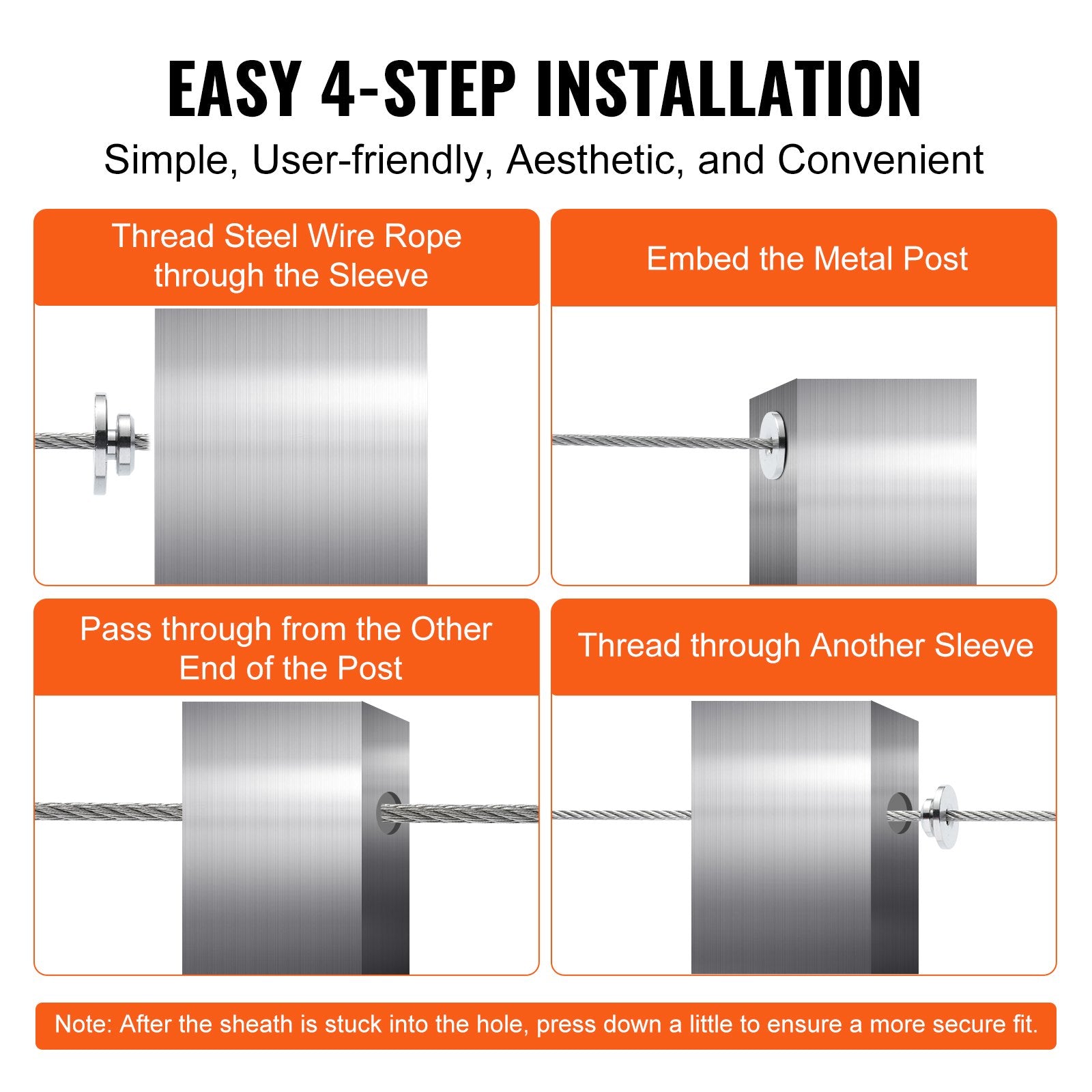 Automotive Repair & Speciality Tools: VEVOR 51Pack Cable Railing Kit 3.2mm Wheel Protector Sleeves, Bundle with Black Invisible 3.2mm Swage Tensioner and Terminal, Cable Railing Post Safeguard Covers for 0.41inch Horizontal Hole Post