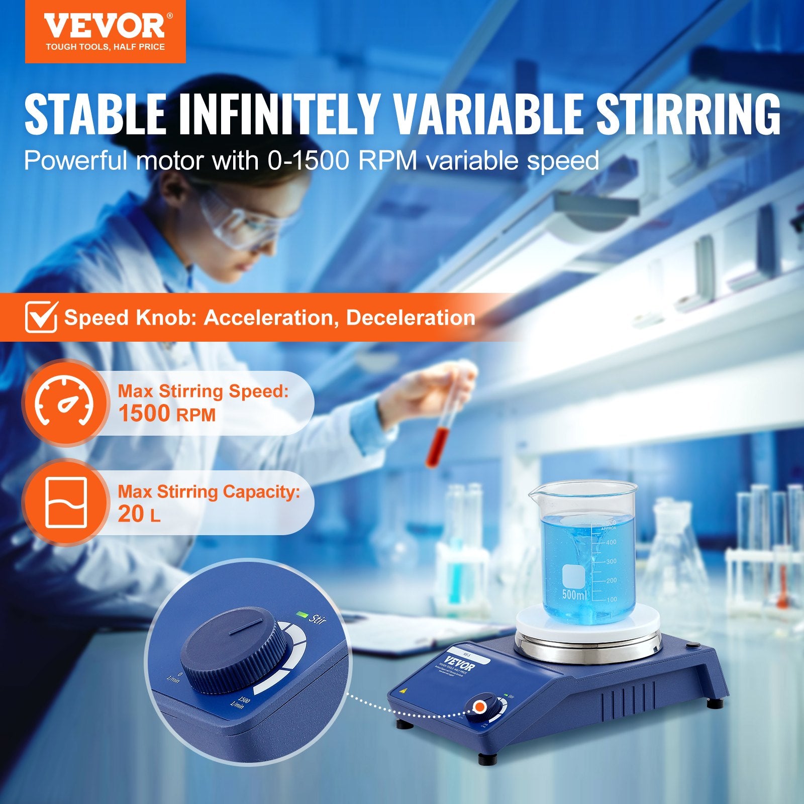 Farm Equipment: VEVOR Magnetic Stirrer Stir Plate Kit 0-1500 RPM Adjustable Speed Max 22L
