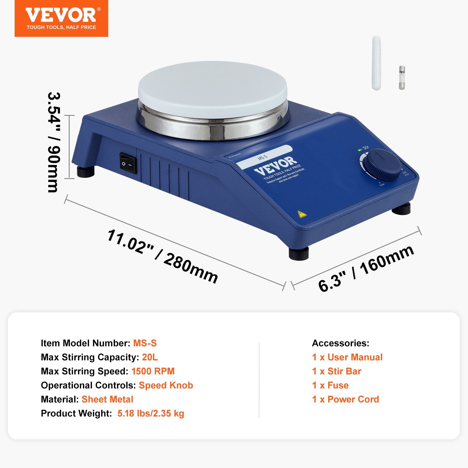 Farm Equipment: VEVOR Magnetic Stirrer Stir Plate Kit 0-1500 RPM Adjustable Speed Max 22L