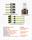 Restraints: VEVOR Wheel Chock Tie-Down Kit, Deck-Style Trailer Tie Down Strap, Car Tie Down Kit with J-Hook, Break Strength 4540 kg & Working Load 1512 kg Motorcycle Tie-Down System for SUVs, Trailers, Trucks