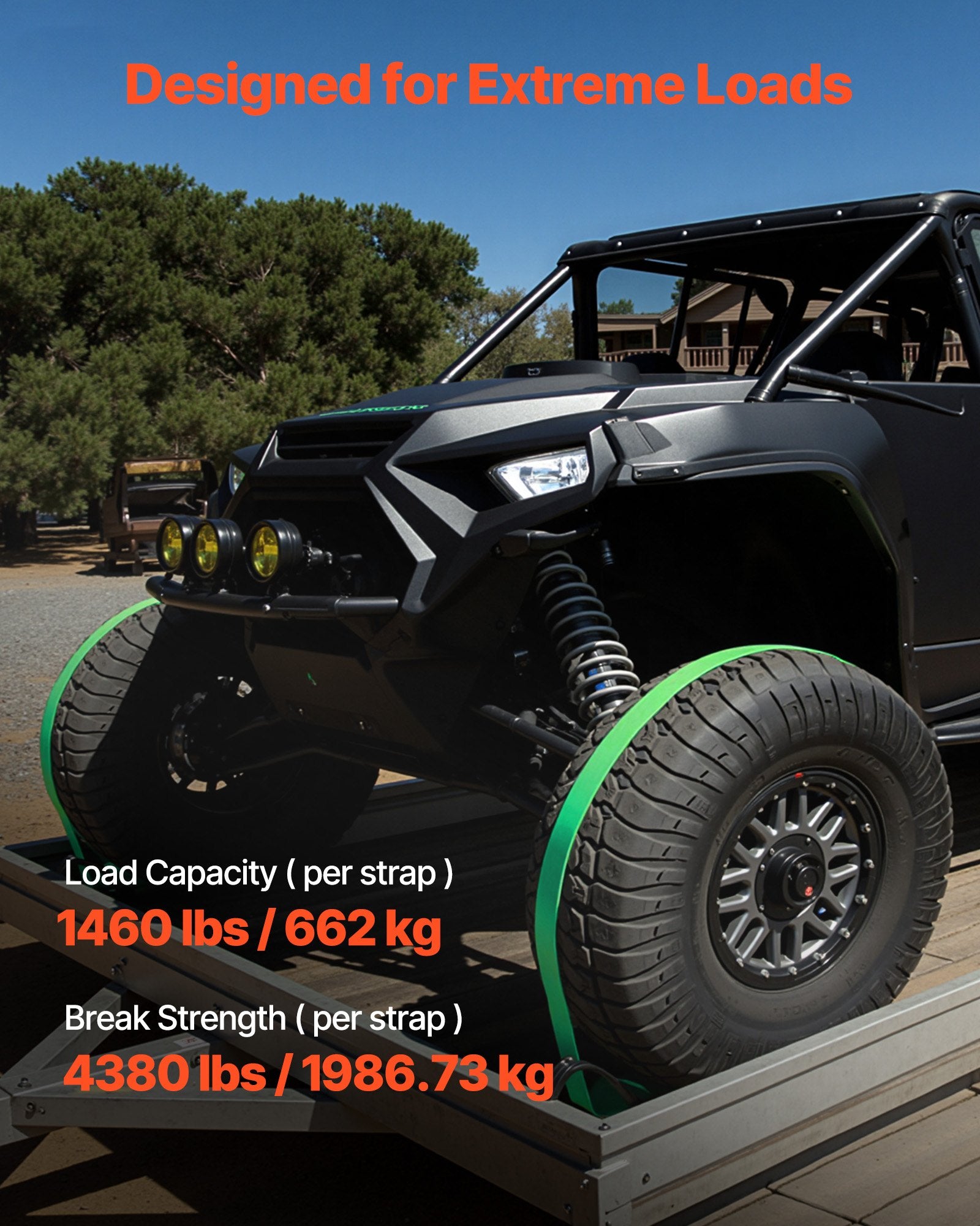 Restraints: VEVOR Wheel Chock Tie-Down Kit, Chock-Style Trailer Tie Down Strap, Car Tie Down Kit with Buckle, Break Strength 1986.73 kg & Working Load 662 kg Motorcycle Tie-Down System for ATVs, UTVs & Trailers