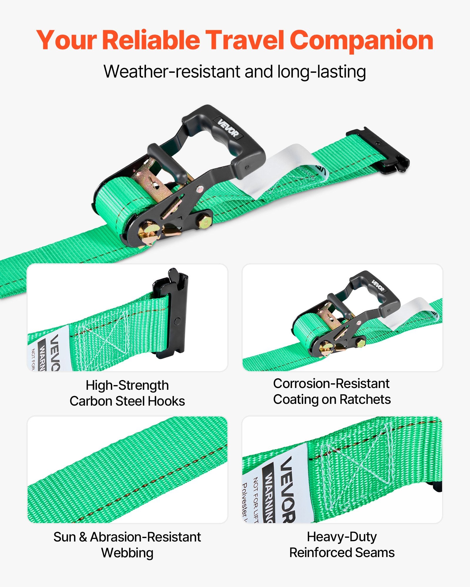 Restraints: VEVOR Wheel Chock Tie-Down Kit, Chock-Style Trailer Tie Down Strap, Car Tie Down Kit with Buckle, Break Strength 1986.73 kg & Working Load 662 kg Motorcycle Tie-Down System for ATVs, UTVs & Trailers