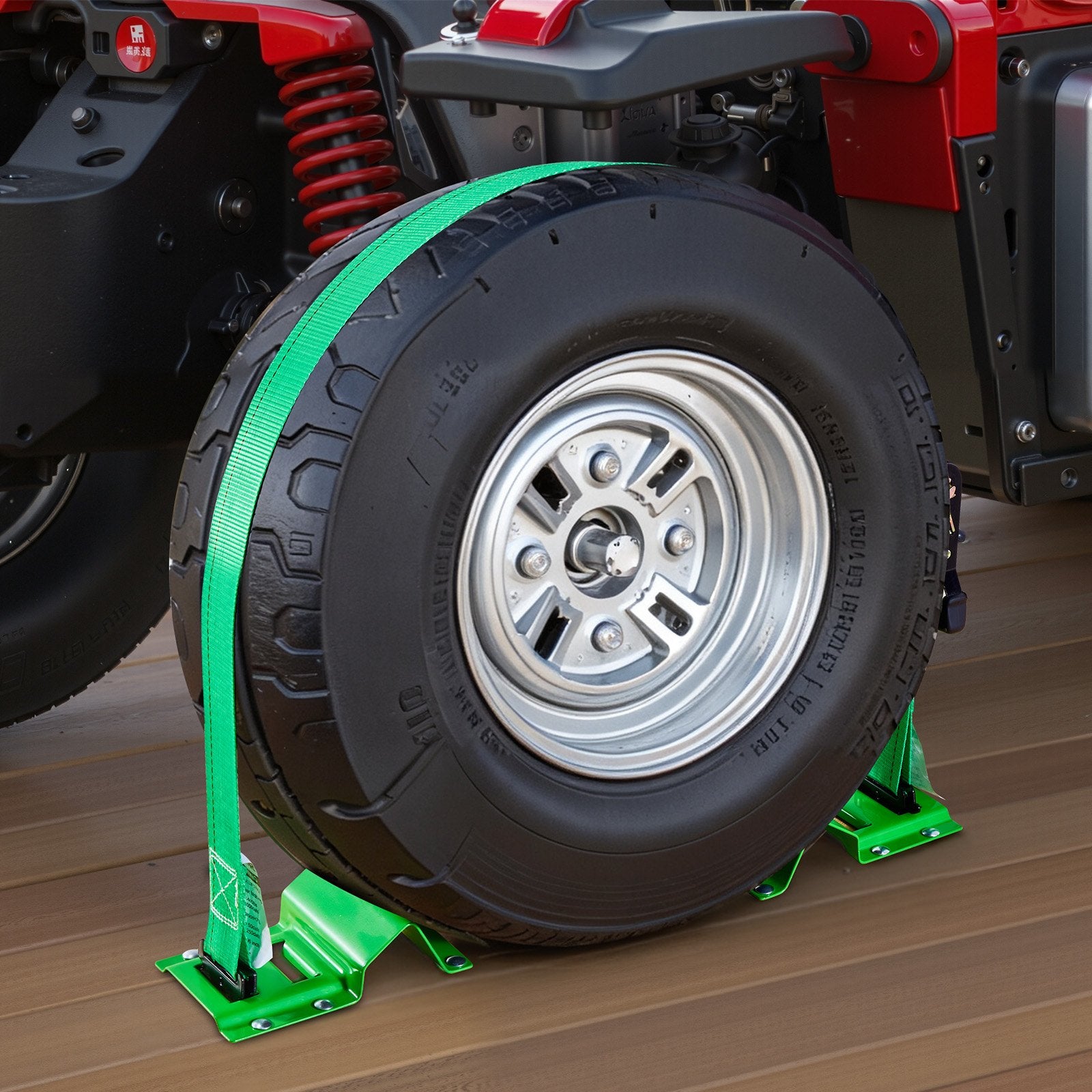 Restraints: VEVOR Wheel Chock Tie-Down Kit, Chock-Style Trailer Tie Down Strap, Car Tie Down Kit with Buckle, Break Strength 1986.73 kg & Working Load 662 kg Motorcycle Tie-Down System for ATVs, UTVs & Trailers