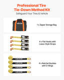 Restraints: VEVOR Wheel Chock Tie-Down Kit, Tire-Style Motorcycle Tie-Down System, Car Tie Down Kit with Flat Hook, Break Strength 4540 kg & Working Load 1512 kg Trailer Tie Down Strap for ATVs, SUVs, Trailers
