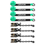 Restraints: VEVOR Wheel Chock Tie-Down Kit, Tire-Style Tow Dolly Strap, Car Tie Down Kit with Heavy-Duty Hook, Break Strength 4540 kg & Working Load 1512 kg Motorcycle Tie-Down System with O-Ring for ATV, SUV