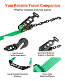 Restraints: VEVOR Wheel Chock Tie-Down Kit, Tire-Style Tow Dolly Strap, Car Tie Down Kit with Heavy-Duty Hook, Break Strength 4540 kg & Working Load 1512 kg Motorcycle Tie-Down System with O-Ring for ATV, SUV