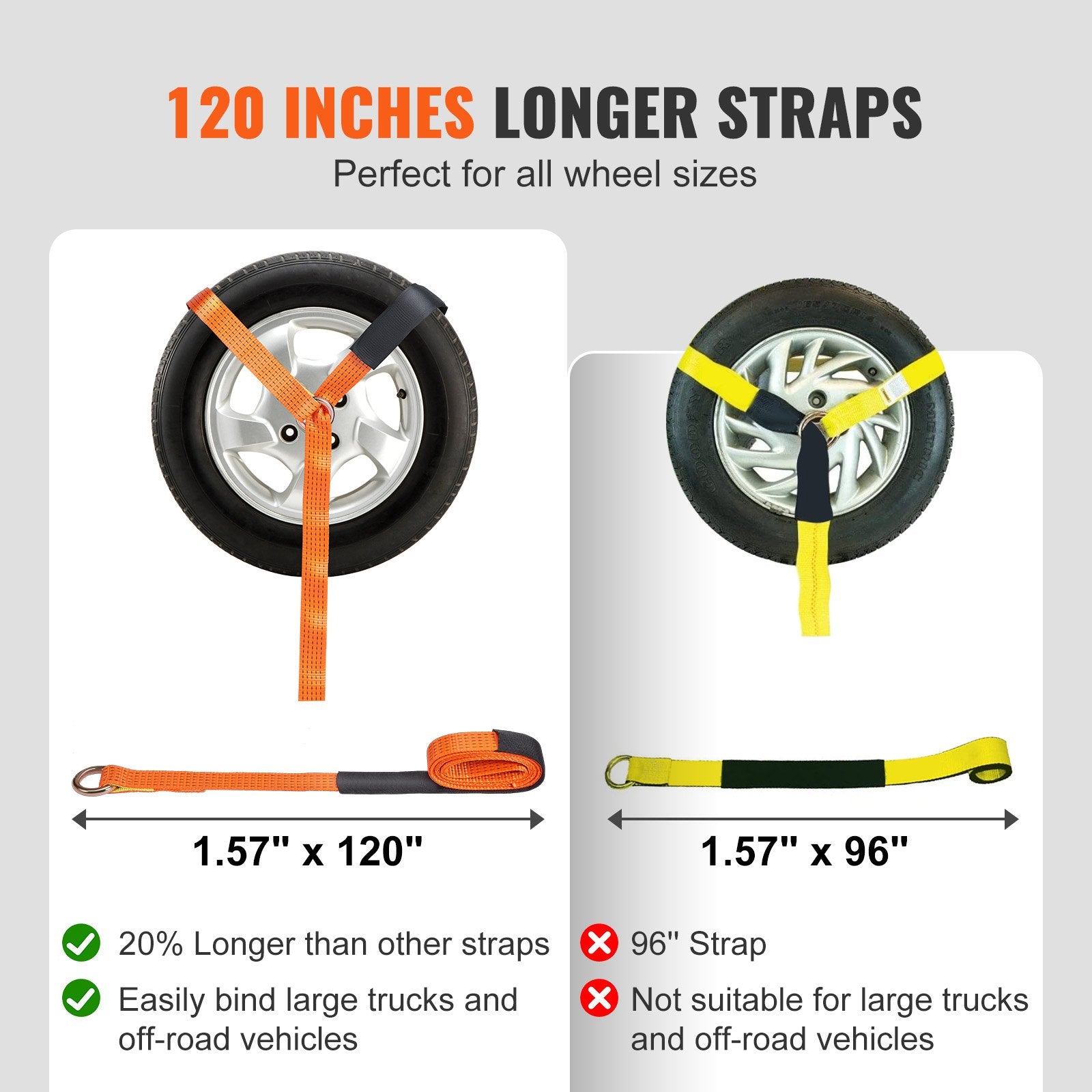 Automotive Repair & Speciality Tools: VEVOR Ratchet Tie Down Straps Kit, 5.08" x 304.8" Tire Straps, 2500kgs Working Load, 11023 LBS Breaking Strength, Car Tie Down Straps with Snap Hooks for Passenger Car, Truck, Trailer, 4-Pack