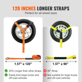 Automotive Repair & Speciality Tools: VEVOR Ratchet Tie Down Straps Kit, 5.08" x 304.8" Tire Straps, 2500kgs Working Load, 11023 LBS Breaking Strength, Car Tie Down Straps with Snap Hooks for Passenger Car, Truck, Trailer, 4-Pack