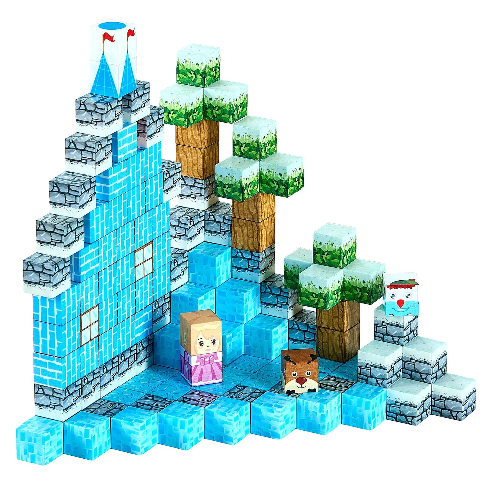 Magnetic Blocks, 150 PCS Glacier Castle Set, Magnetic Building Cubes for Kids, STEM Montessori Sensory Toys for Christmas Birthday Gift, Construction Stacking Toy for 3+ Years Old Boys & Girls