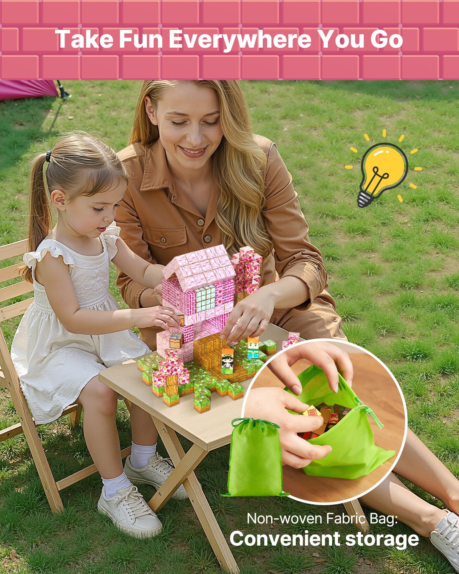 Magnetic Blocks, 100 PCS Princess Castle Set, Magnetic Building Cubes for Kids, STEM Montessori Sensory Toys for Christmas Birthday Gift, Construction Stacking Toy for 3+ Years Old Boys & Girls