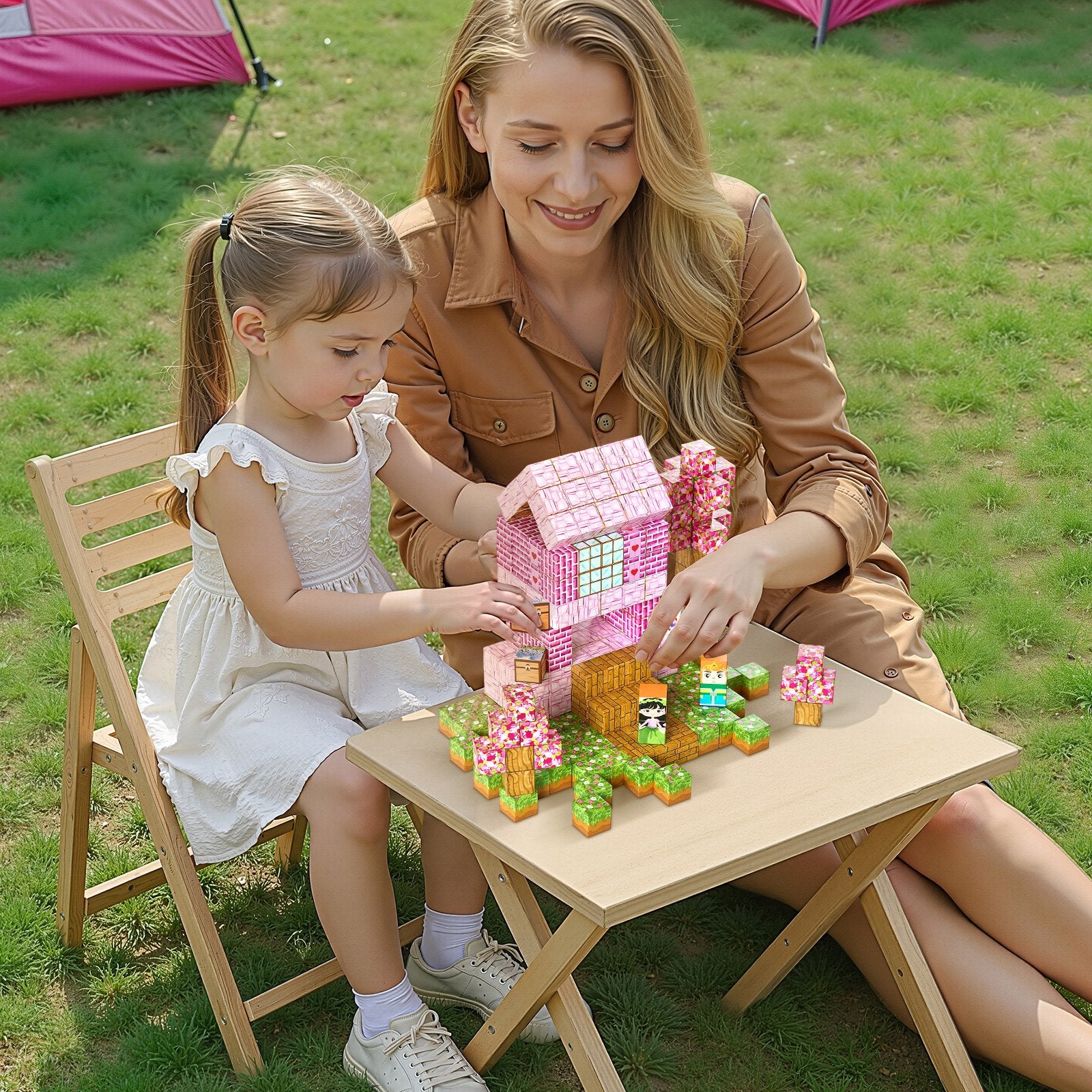 Magnetic Blocks, 100 PCS Princess Castle Set, Magnetic Building Cubes for Kids, STEM Montessori Sensory Toys for Christmas Birthday Gift, Construction Stacking Toy for 3+ Years Old Boys & Girls