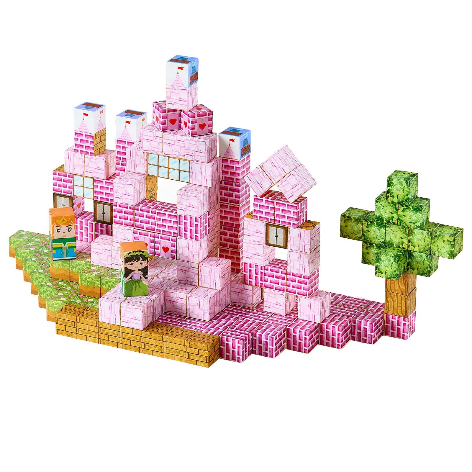 Magnetic Blocks, 100 PCS Princess Castle Set, Magnetic Building Cubes for Kids, STEM Montessori Sensory Toys for Christmas Birthday Gift, Construction Stacking Toy for 3+ Years Old Boys & Girls