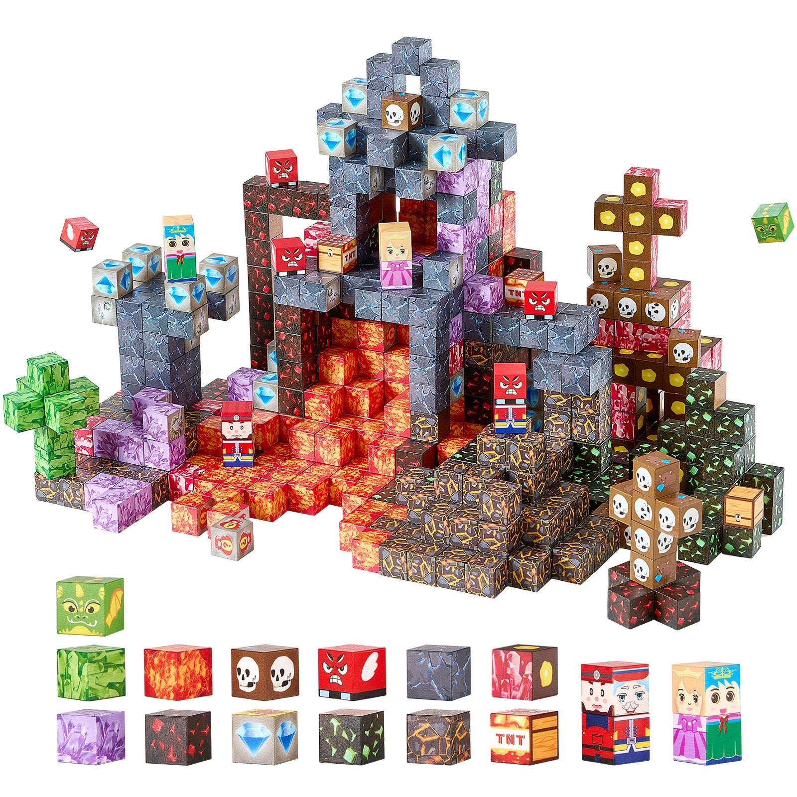 Magnetic Blocks, 150 PCS Dark Castle Set, Magnetic Building Cubes for Kids, STEM Montessori Sensory Toys for Christmas Birthday Gift, Construction Stacking Toy for 3+ Years Old Boys & Girls