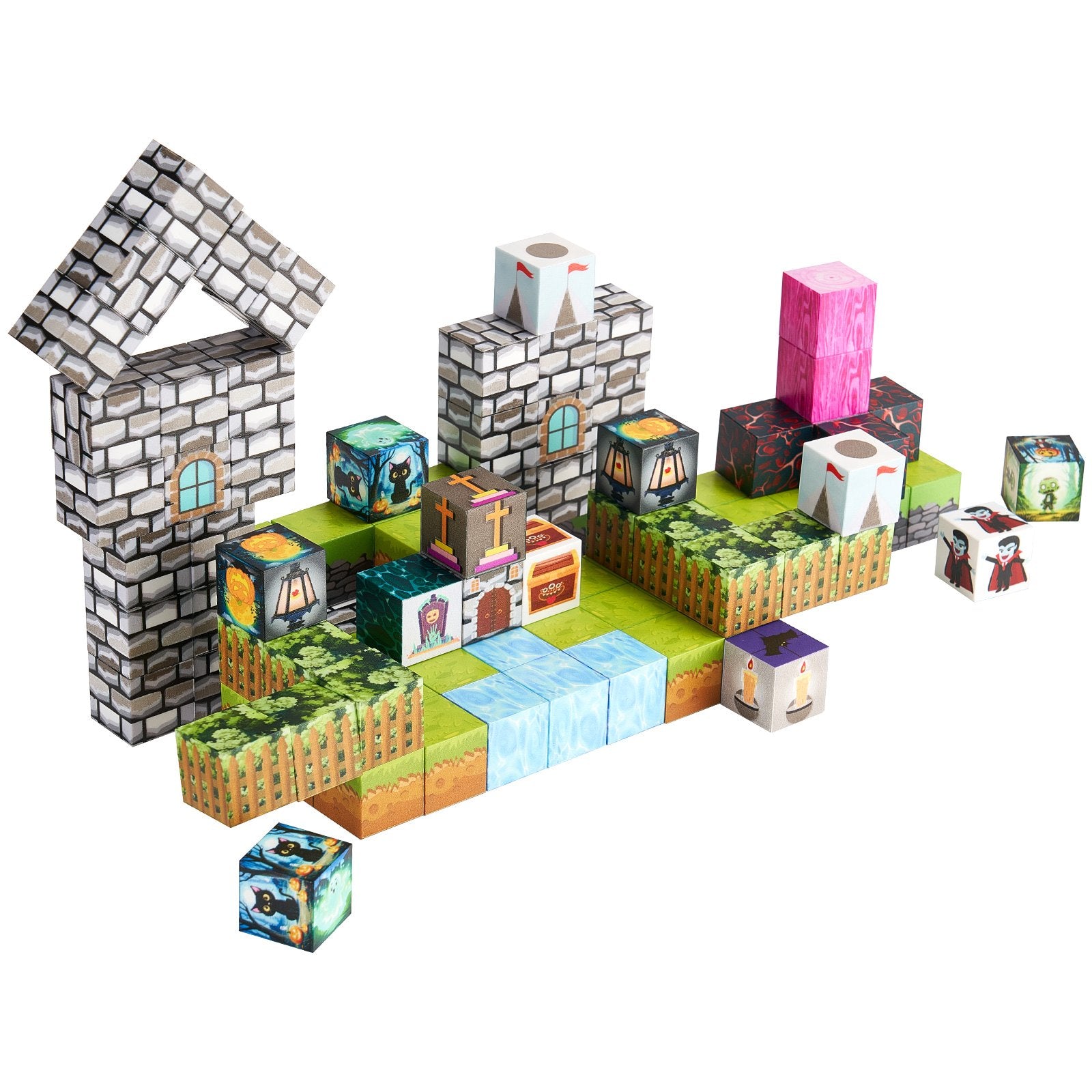 Magnetic Blocks, 100 PCS Cemetery Zombies Set, Magnetic Building Cubes for Kids, STEM Montessori Sensory Toys for Christmas Birthday Gift, Construction Stacking Toy for 3+ Years Old Boys & Girls