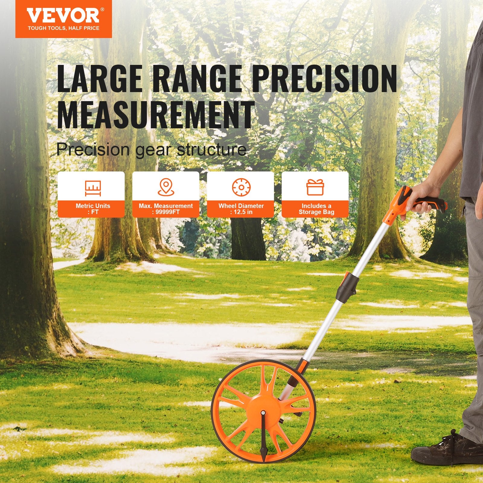 Automotive Repair & Speciality Tools: VEVOR Measuring Wheel 12.5” Road Runner Distance Telescoping Handle w/ Back Bag