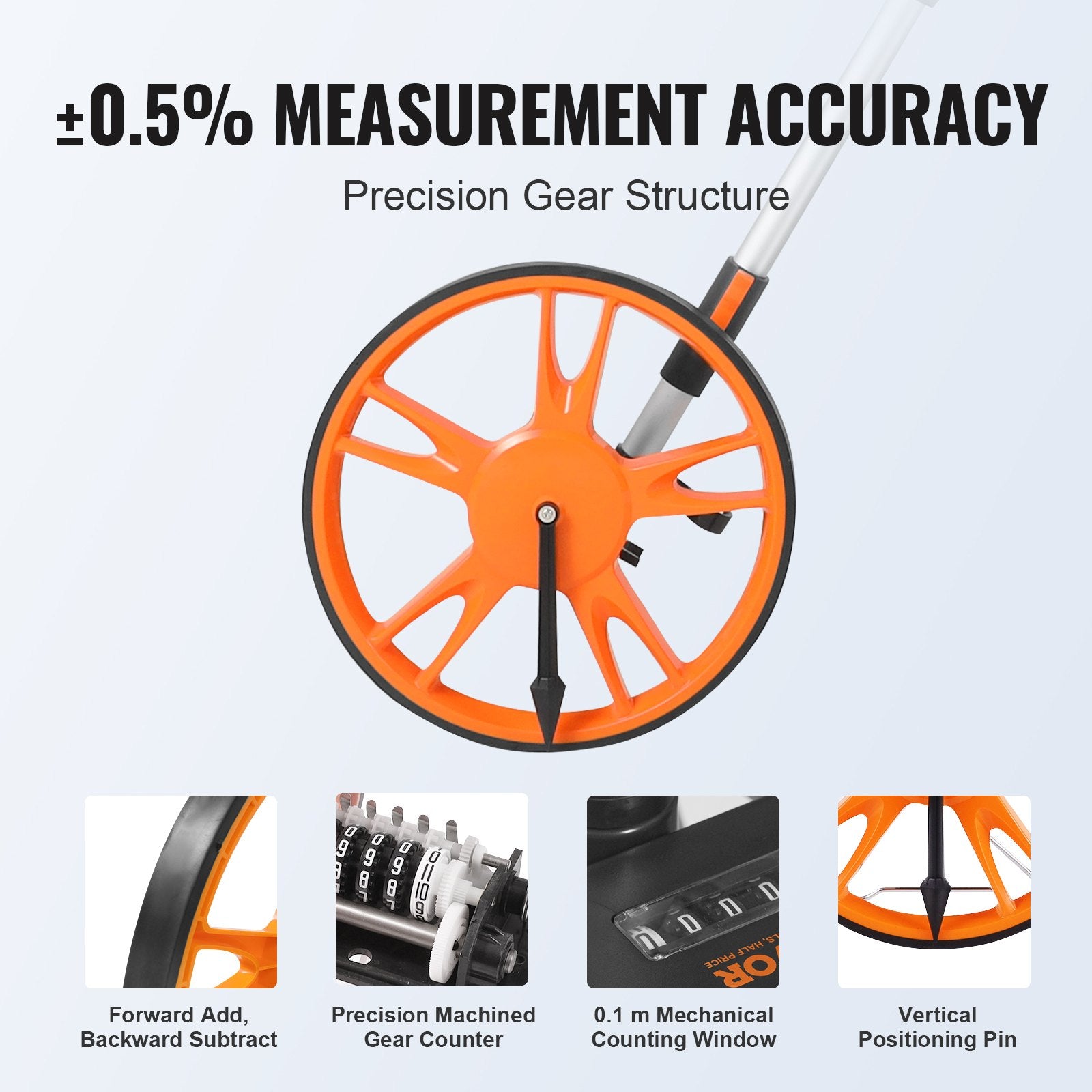 Automotive Repair & Speciality Tools: VEVOR Measuring Wheel 12.5” Road Runner Distance Telescoping Handle w/ Back Bag
