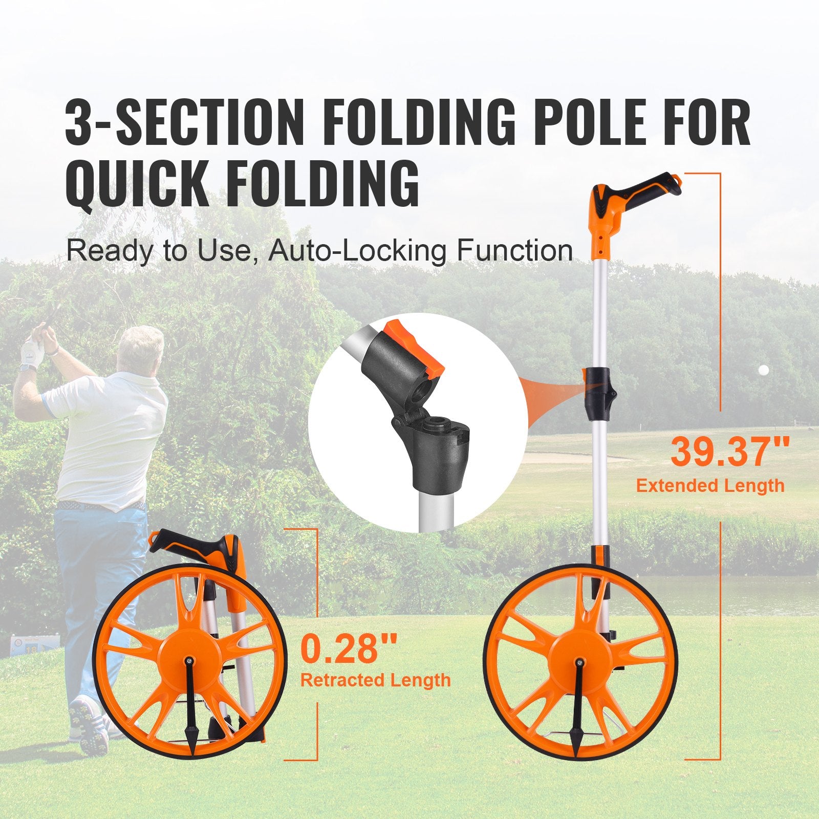 Automotive Repair & Speciality Tools: VEVOR Measuring Wheel 12.5” Road Runner Distance Telescoping Handle w/ Back Bag