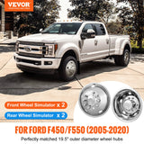 Automotive Repair & Speciality Tools: VEVOR 50cm 8 Lug Wheel Simulators, 304 Stainless Steel Wheel Simulator Kit with Mirror Polished Finish, 2 Front and 2 Rear Wheel Covers Fit for For Ford F450/F550 (2005-2020), 4 pcs