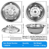 Automotive Repair & Speciality Tools: VEVOR 50cm 8 Lug Wheel Simulators, 304 Stainless Steel Wheel Simulator Kit with Mirror Polished Finish, 2 Front and 2 Rear Wheel Covers Fit for For Ford F450/F550 (2005-2020), 4 pcs
