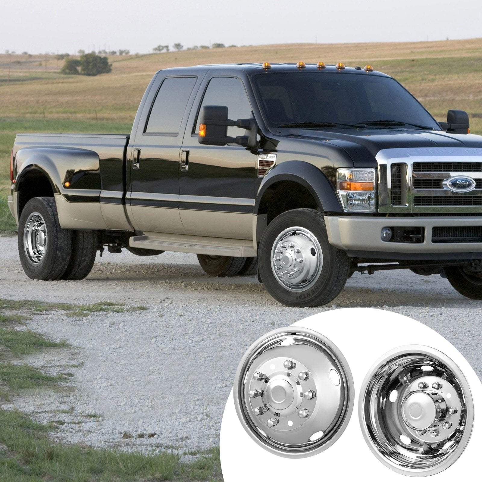 Automotive Repair & Speciality Tools: VEVOR 50cm 8 Lug Wheel Simulators, 304 Stainless Steel Wheel Simulator Kit with Mirror Polished Finish, 2 Front and 2 Rear Wheel Covers Fit for For Ford F450/F550 (2005-2020), 4 pcs