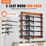 Wall Storage Racks: VEVOR Gun Rack, Wood Gun Rack Wall Mount, Gun Display Rack holds 5 Rifles, Shotguns, 132 lb Heavy Duty Wall Storage Display Rifle Rack with Soft Padding
