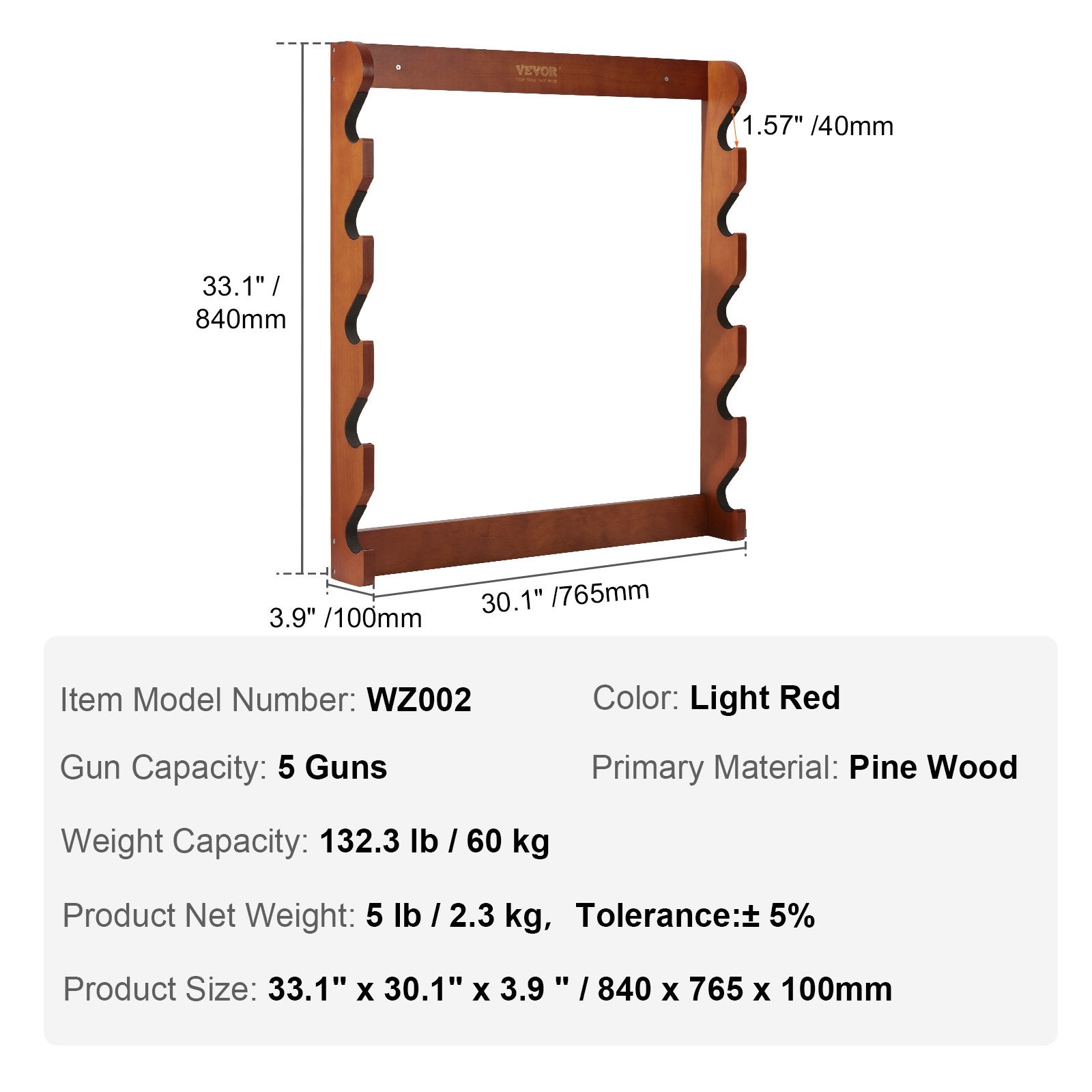 Wall Storage Racks: VEVOR Gun Rack, Wood Gun Rack Wall Mount, Gun Display Rack holds 5 Rifles, Shotguns, 132 lb Heavy Duty Wall Storage Display Rifle Rack with Soft Padding