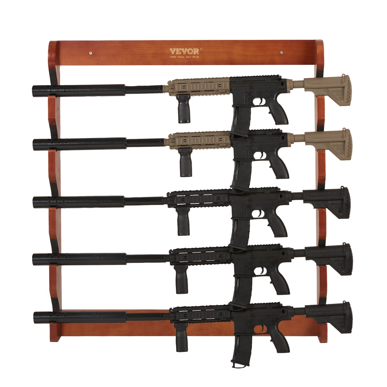 Wall Storage Racks: VEVOR Gun Rack, Wood Gun Rack Wall Mount, Gun Display Rack holds 5 Rifles, Shotguns, 132 lb Heavy Duty Wall Storage Display Rifle Rack with Soft Padding