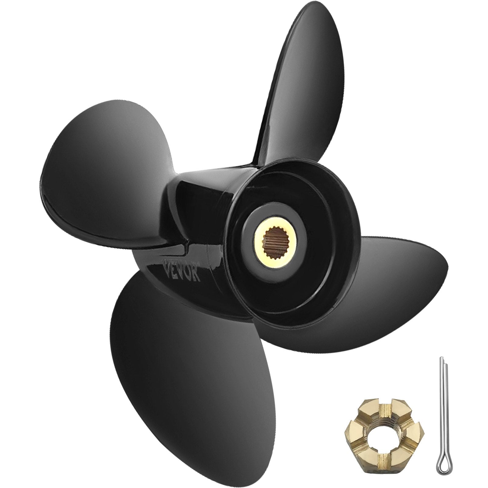 Outboard Propeller, Replace for OEM 3587522, 4-Blade 14 1/4"" x 19"" Pitch Aluminium Boat Propeller, Compatible with Volvo Penta SX Drive All Models, with 19 Tooth Splines, RH