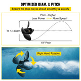Boating Accessories: VEVOR Outboard Propeller, Replace for OEM 3587522, 4-Blade 14 1/4"" x 19"" Pitch Aluminium Boat Propeller, Compatible with Volvo Penta SX Drive All Models, with 19 Tooth Splines, RH