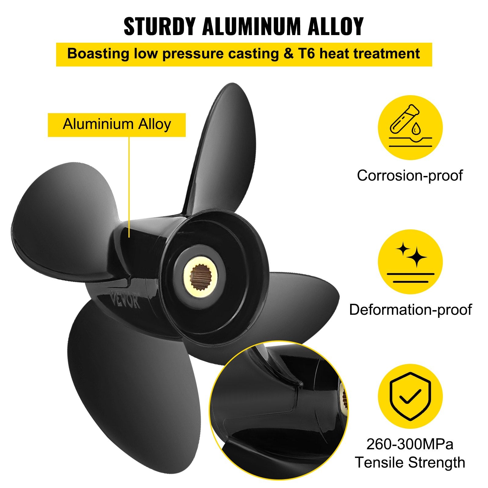 Outboard Propeller, Replace for OEM 3587522, 4-Blade 14 1/4"" x 19"" Pitch Aluminium Boat Propeller, Compatible with Volvo Penta SX Drive All Models, with 19 Tooth Splines, RH