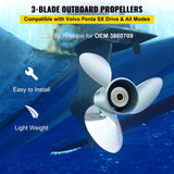 Boating Accessories: VEVOR Outboard Propeller, Replace for OEM 3860709, 3-Blade 14.5"" x 21"" Pitch Steel Boat Propeller, Compatible with Volvo Penta SX Drive All Models, with 19 Tooth Splines, RH