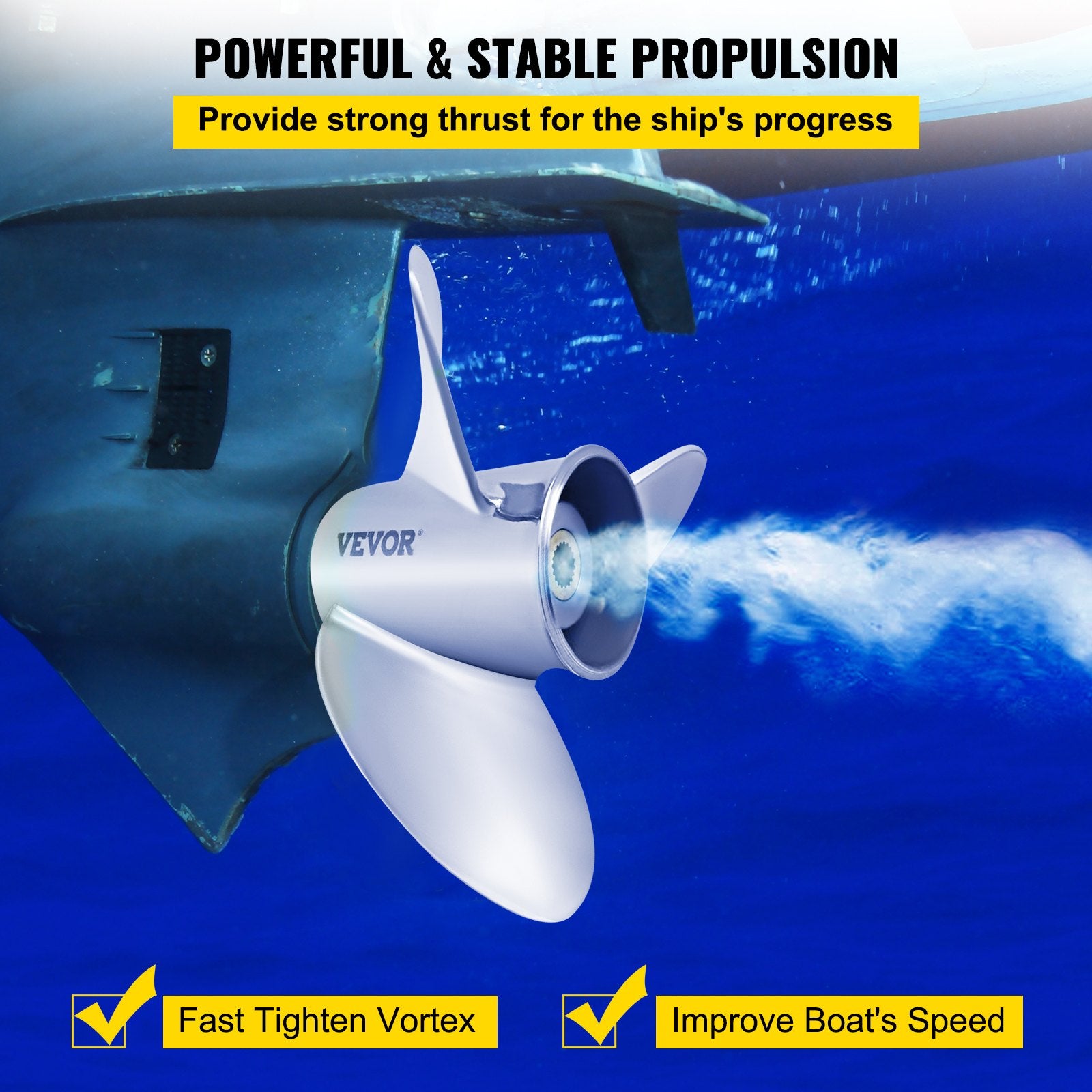 Outboard Propeller, Replace for OEM 3860709, 3-Blade 14.5"" x 21"" Pitch Steel Boat Propeller, Compatible with Volvo Penta SX Drive All Models, with 19 Tooth Splines, RH