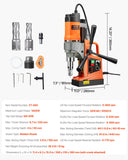 Traffic Control & Parking Tools: VEVOR Magnetic Drill, 1450W Motor 1.6 in Boring Diameter, 2810 lbf Portable Electric Mag Drill Press, with 2 Coring Bits, Variable Speed, Drilling Machine for Metal Surface, Home Improvement Industry