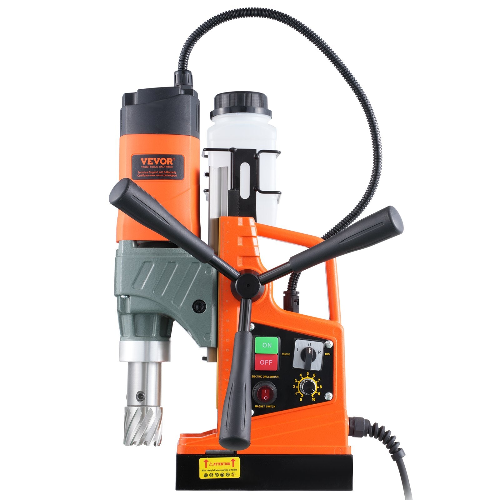 Magnetic Drill, 1450W Motor 1.6 in Boring Diameter, 2810 lbf Portable Electric Mag Drill Press, with 2 Coring Bits, Variable Speed, Drilling Machine for Metal Surface, Home Improvement Industry