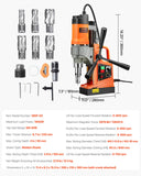 Traffic Control & Parking Tools: VEVOR Magnetic Drill, 1450W Motor 2 in Boring Diameter, 2878 lbf Portable Electric Mag Drill Press, with 6 Coring Bits, Variable Speed, Drilling Machine for Metal Surface, Home Improvement Industry