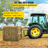 Gardening Accessories: VEVOR Hay Spear 32" Bale Spear 1350 lbs Capacity, Bale Spike Quick Attach Square Hay Bale Spears 1.4" Wide, Red Coated Bale Forks, Bale Hay Spike with Hex Nut & Sleeve for Buckets Tractors Loaders