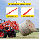 Gardening Accessories: VEVOR Hay Spear 32" Bale Spear 1350 lbs Capacity, Bale Spike Quick Attach Square Hay Bale Spears 1.4" Wide, Red Coated Bale Forks, Bale Hay Spike with Hex Nut & Sleeve for Buckets Tractors Loaders