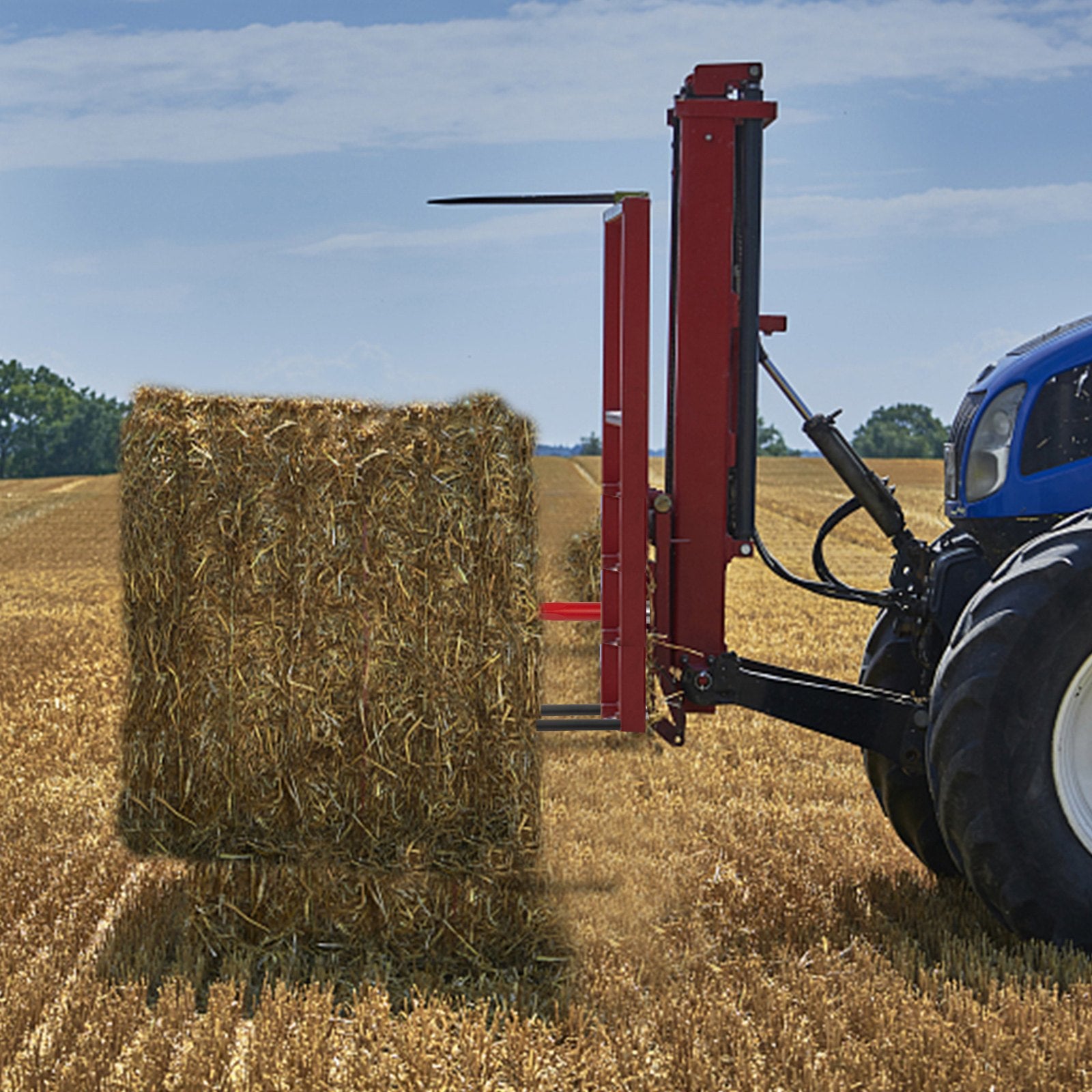 Gardening Accessories: VEVOR Hay Spear 49" Bale Spear 3000 lbs Capacity, Bale Spike Quick Attach Square Hay Bale Spears, Red Coated Bale Forks, Bale Hay Spike with 2 Stabilizer Spears