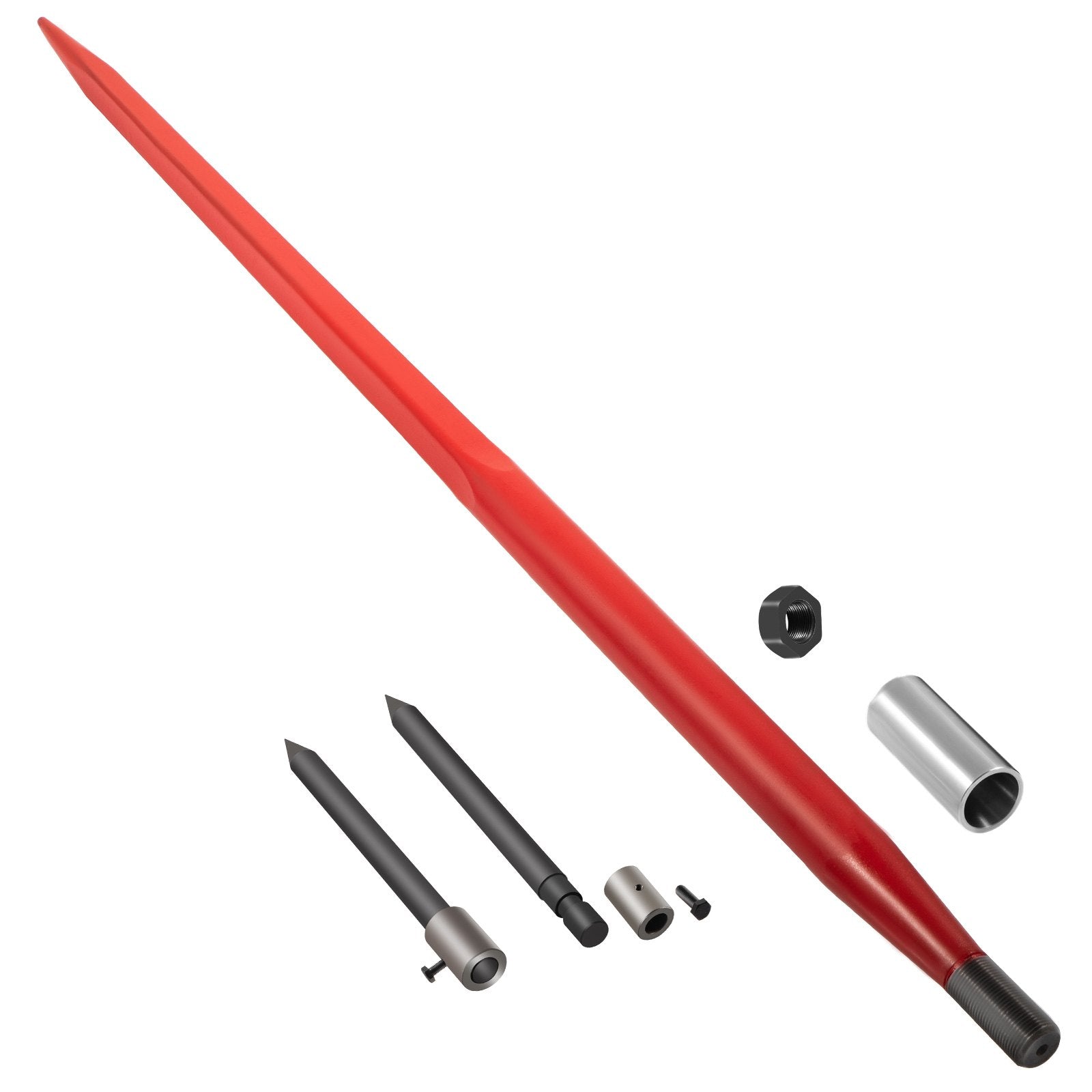 Gardening Accessories: VEVOR Hay Spear 49" Bale Spear 3000 lbs Capacity, Bale Spike Quick Attach Square Hay Bale Spears, Red Coated Bale Forks, Bale Hay Spike with 2 Stabilizer Spears