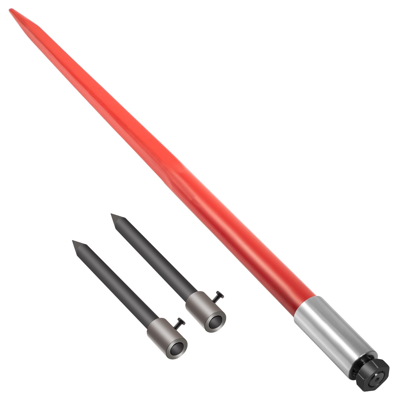 Gardening Accessories: VEVOR Hay Spear 49" Bale Spear 3000 lbs Capacity, Bale Spike Quick Attach Square Hay Bale Spears, Red Coated Bale Forks, Bale Hay Spike with 2 Stabilizer Spears
